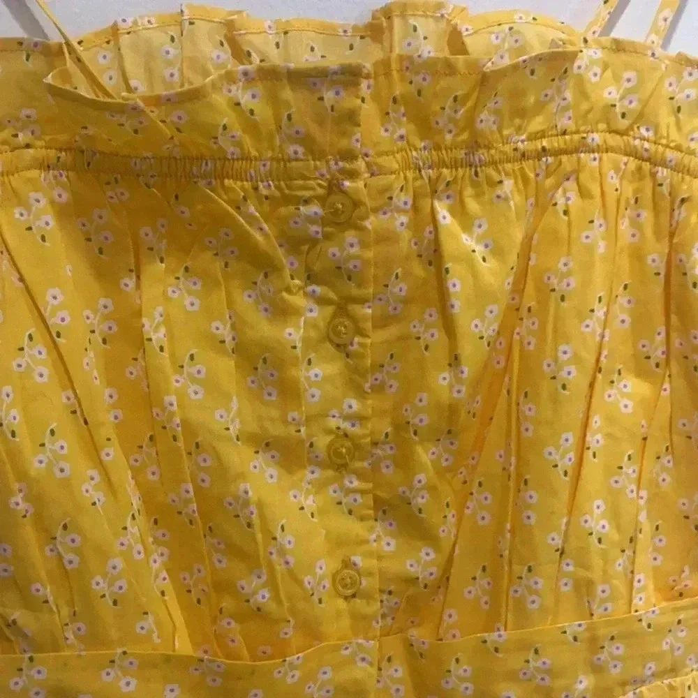 Janie and Jack Yellow Romper with pockets and bow Size 8 NWOT